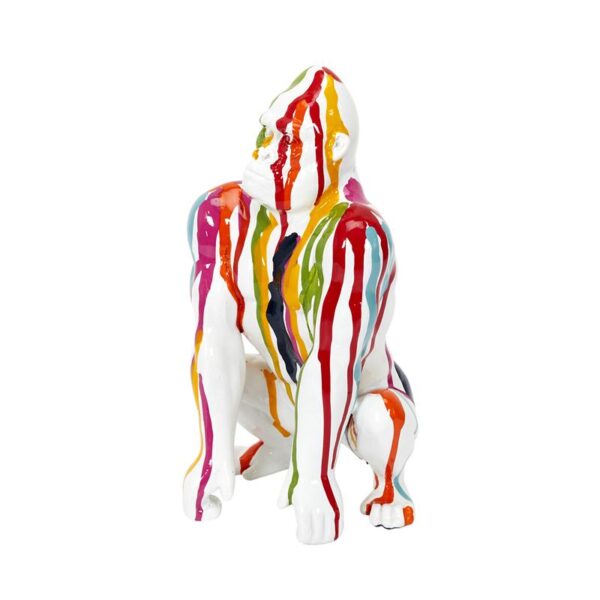 Statue gorille en résine multicolore H24