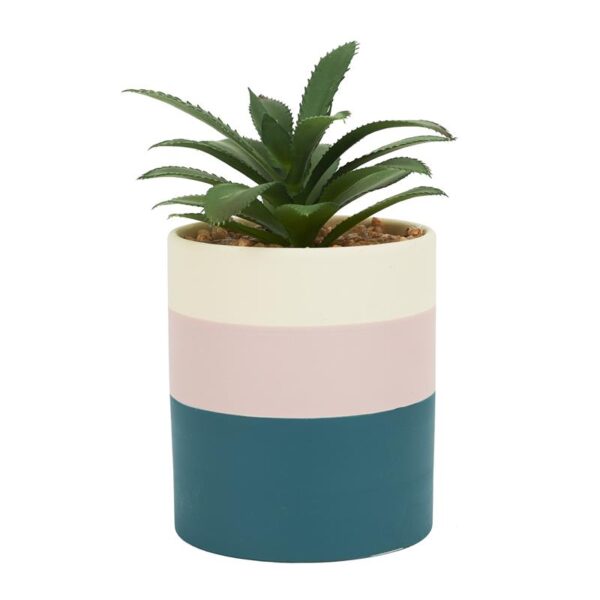 Plante artificielle bleue et rose en céramique H16
