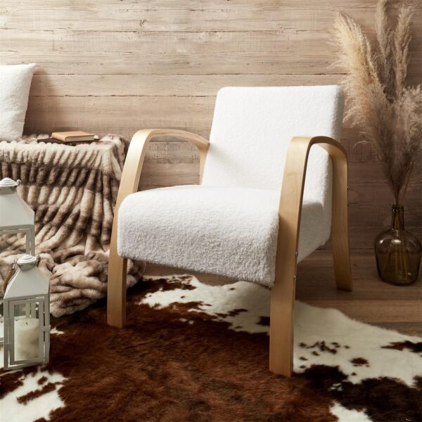 Fauteuil art déco bouclette blanche