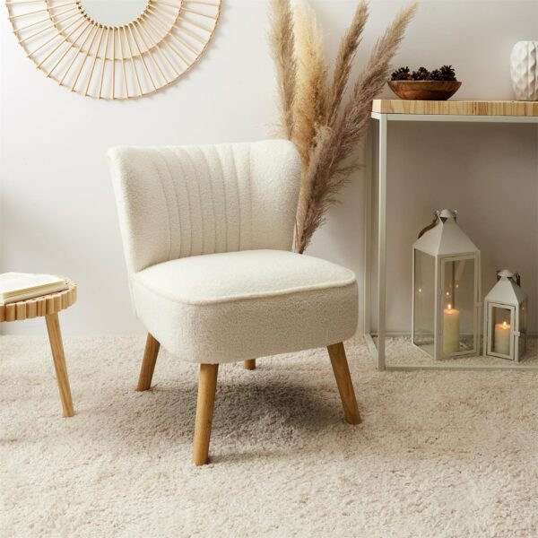 Fauteuil art déco bouclette blanche