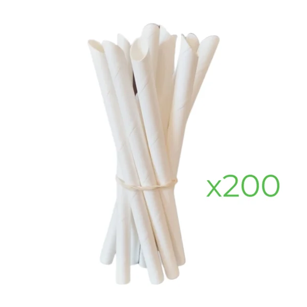 Paille Bubble Tea papier blanc Ø12MM L.260 MM