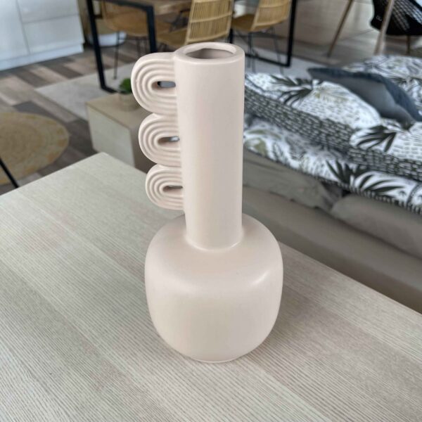 Vase en grès rose pâle art déco H26
