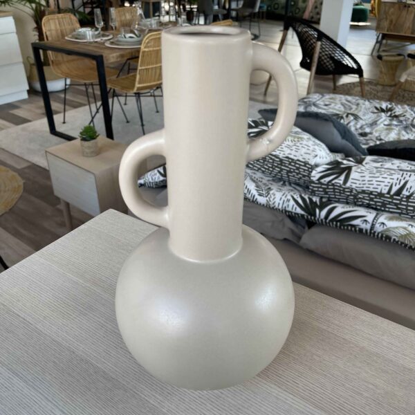 Vase en grès beige art déco H32