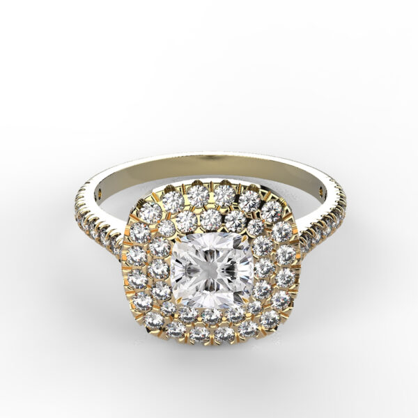 Bague Diamant coussin pavé