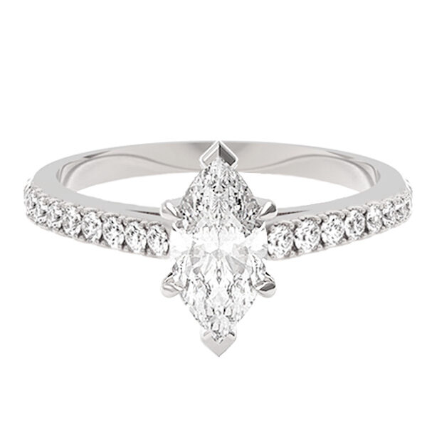 Bague Diamant marquise pavée