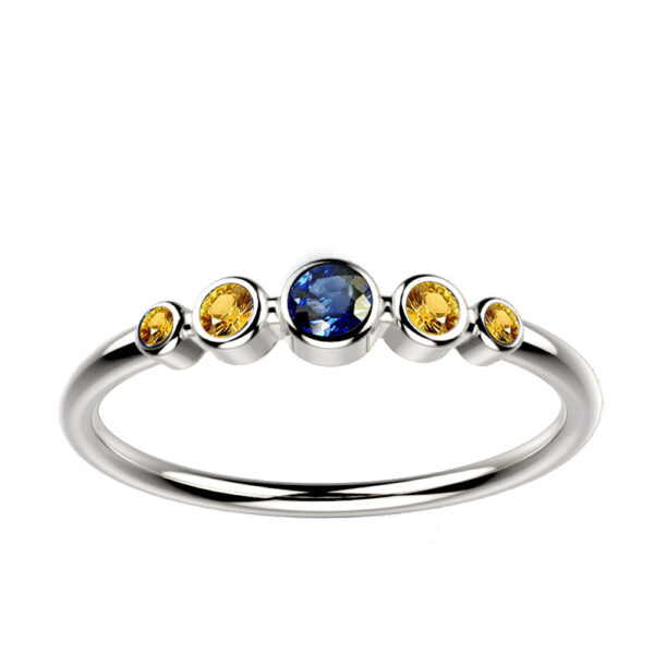 Bague Saphir bleu et jaune