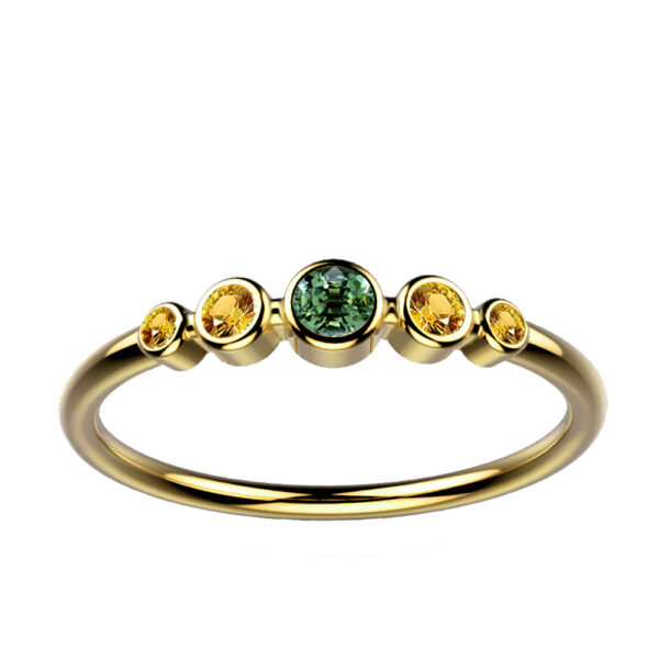 Bague Saphir vert et jaune