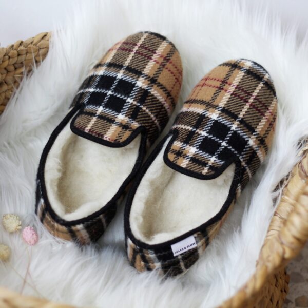 Charentaises traditionnelles écossais beige