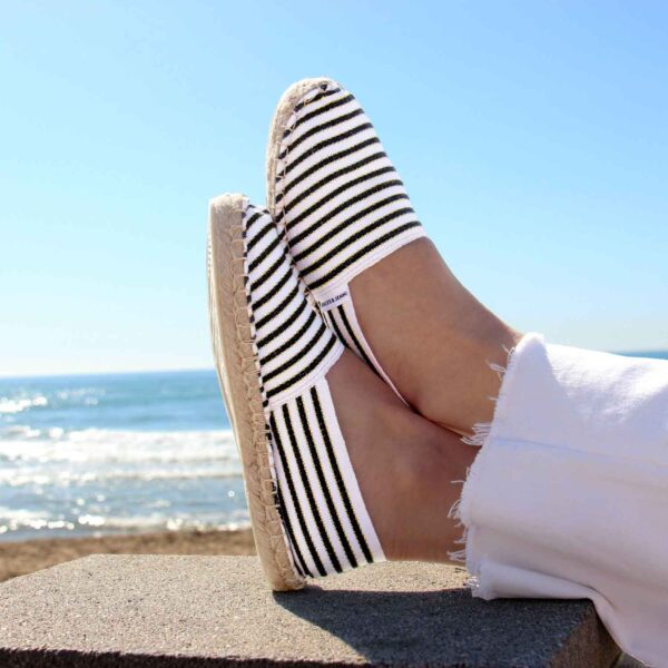 Espadrilles toile coton noir et doré