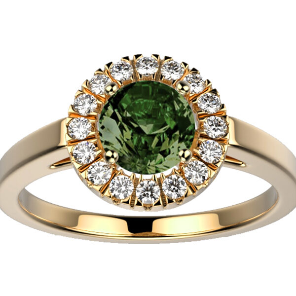Bague Saphir vert et Diamant