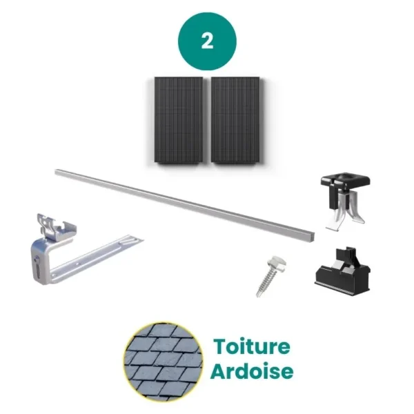 Kit de fixation ardoise – ESDEC – 1 X 2 panneaux en portrait ou paysage