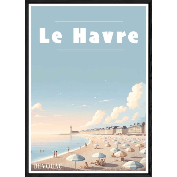Tableau Le Havre avec cadre noir – Taille 23×32 Réservé Bevouac