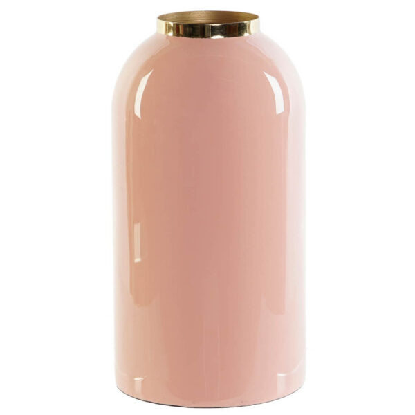 Vase déco en métal laqué rose H25