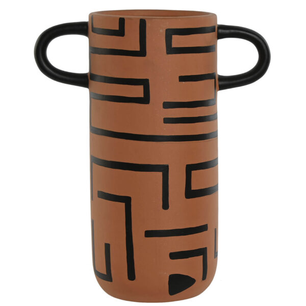 Vase en terre cuite terracotta noir H24 peint à la main