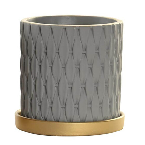 Vase en ciment design gris et doré H15