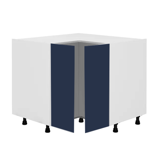 Meuble bas d’angle L93 x H85 x P93 – Bleu Pantone laqué mat – meuble livré monté