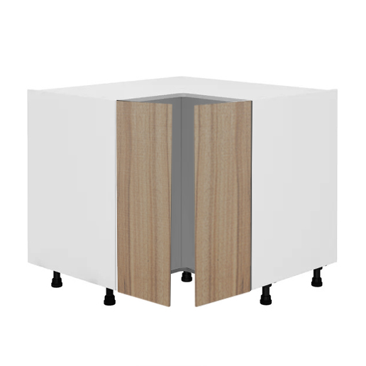 Meuble bas d’angle L93 x H85 x P93 – Bois clair mélaminé – meuble livré monté