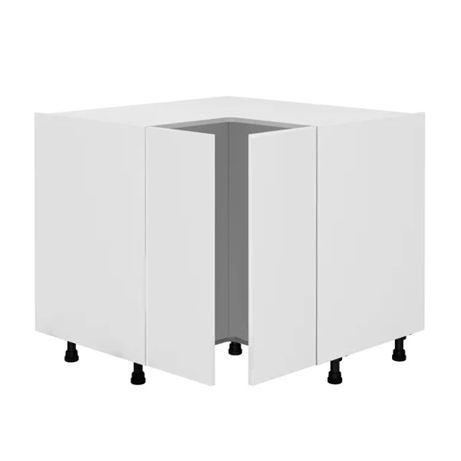 Meuble bas d’angle L93 x H85 x P93 – Blanc laqué mat – meuble livré monté