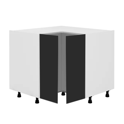 Meuble bas d’angle L93 x H85 x P93 – Noir laqué mat – meuble livré monté