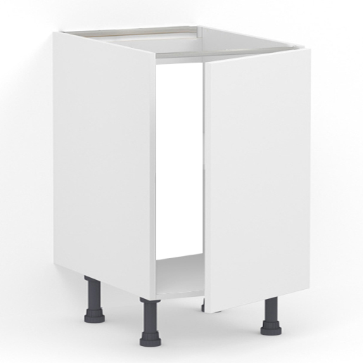 Meuble bas 1 porte L60 x H85 x P58 – Evier – Blanc laqué brillant – meuble livré monté