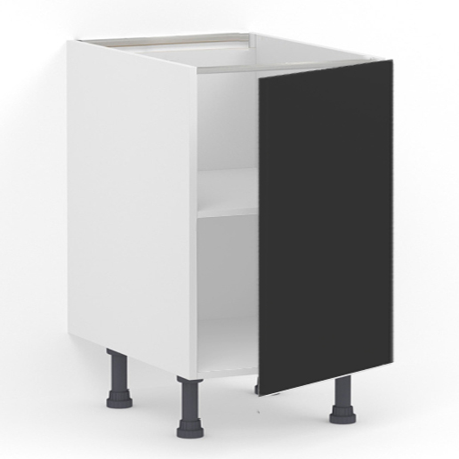 Meuble bas 1 porte L60 x H85 x P58 – Noir laqué mat – meuble livré monté