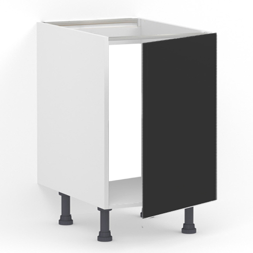 Meuble bas 1 porte L60 x H85 x P58 – Evier – Noir laqué mat – meuble livré monté