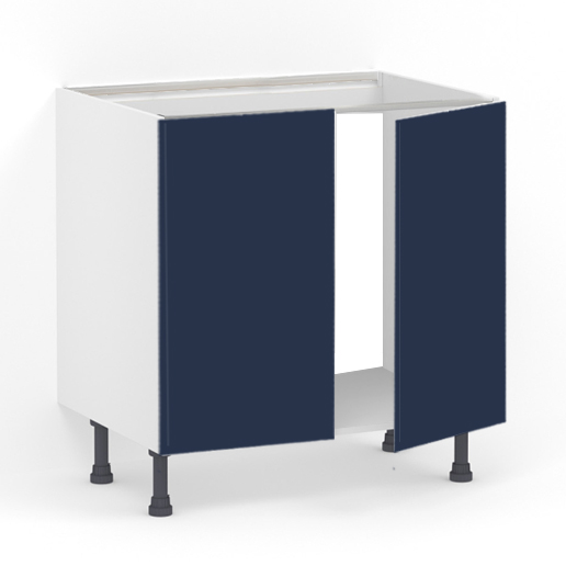 Meuble bas 2 portes L80 x H85 x P58  – Evier – Bleu Pantone laqué mat – meuble livré monté
