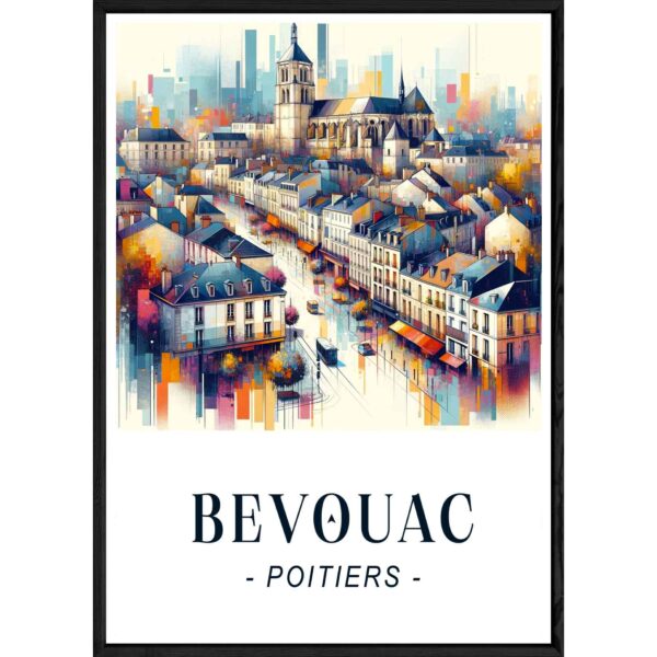 Tableau Poitiers avec cadre noir – Taille 32×42 Réservé Bevouac