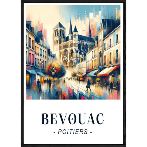 Tableau Poitiers avec cadre noir – Taille 23×32 Réservé Bevouac