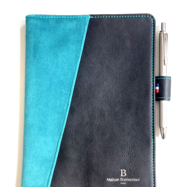 Protège-carnet A5 bleu-vert personnalisable
