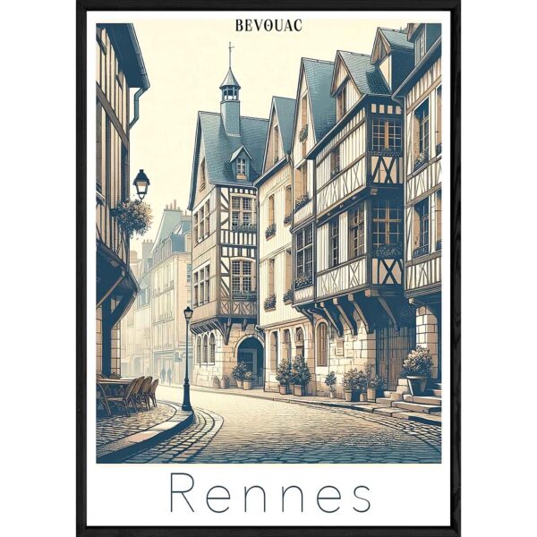 Tableau Rennes avec cadre noir – Taille 23×32 Réservé Bevouac