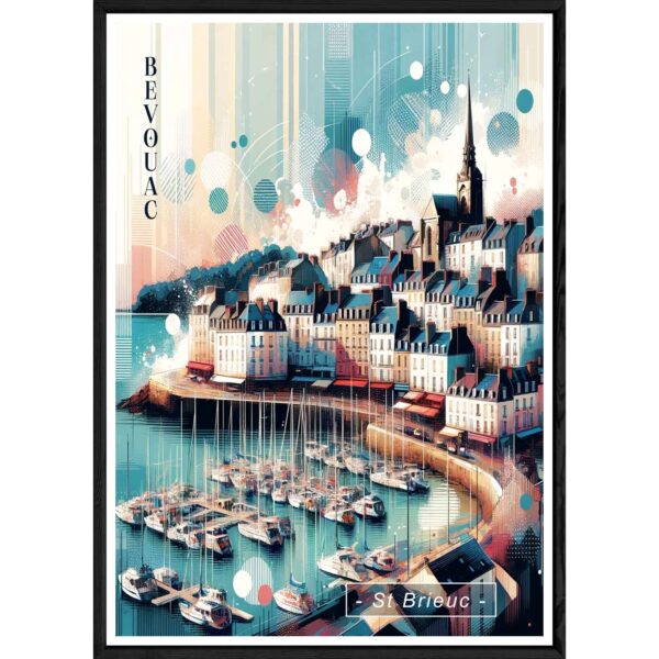 Tableau St Brieuc avec cadre noir – Taille 23×32 Réservé Bevouac