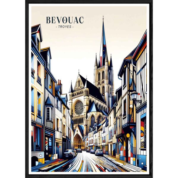 Tableau Troyes avec cadre noir – Taille 32×42 Réservé Bevouac