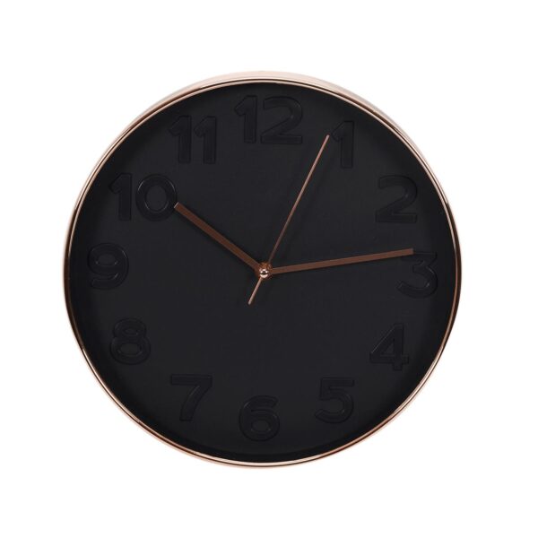 Horloge noire mat et contour cuivré D30