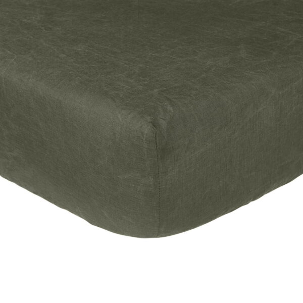 Drap housse uni en lin Romarin