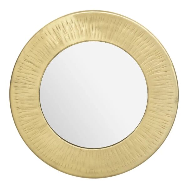 Miroir rond art déco en métal doré H20
