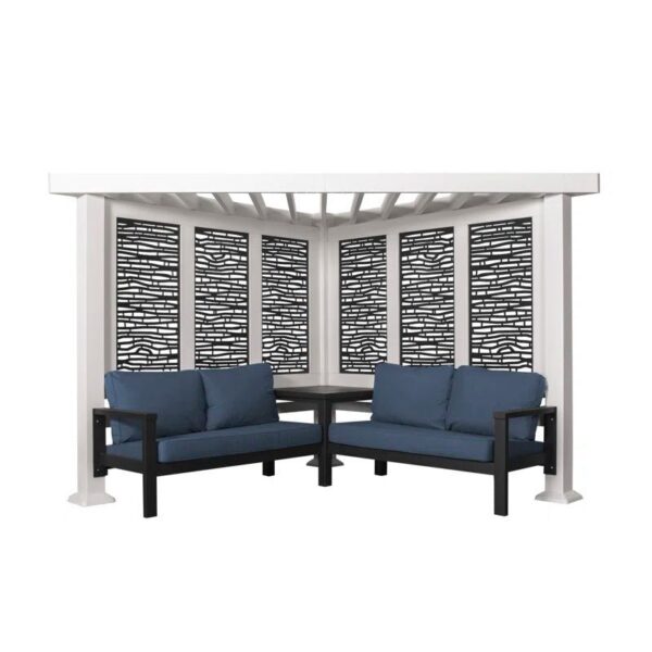 Pergola moderne en acier avec auvent / Finition : Rouge
