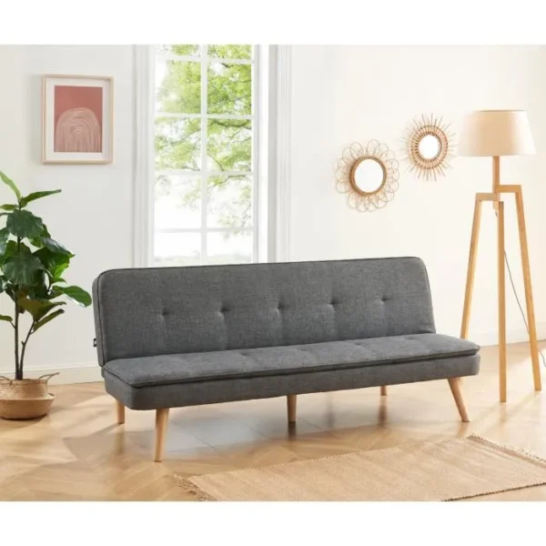 Banquette convertible tissu gris 3 places