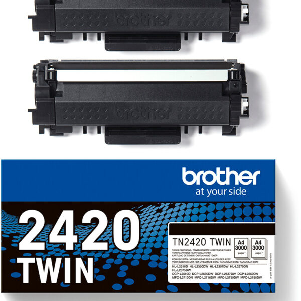 Brother TN2420 TWIN – pack de 2 – à rendement élevé – noir – original – cartouche de toner