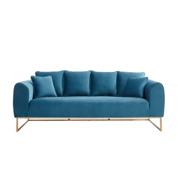Canapé fixe en velours bleu ultra confort
