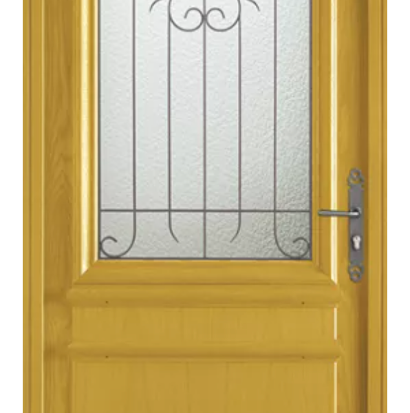 Porte d’entrée en chêne avec imposte vitré