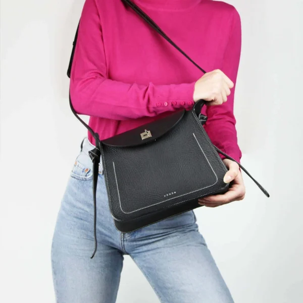 Sac en cuir avec fermoir Naomi