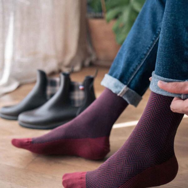 Chaussettes Chevron Bordeaux/marine
