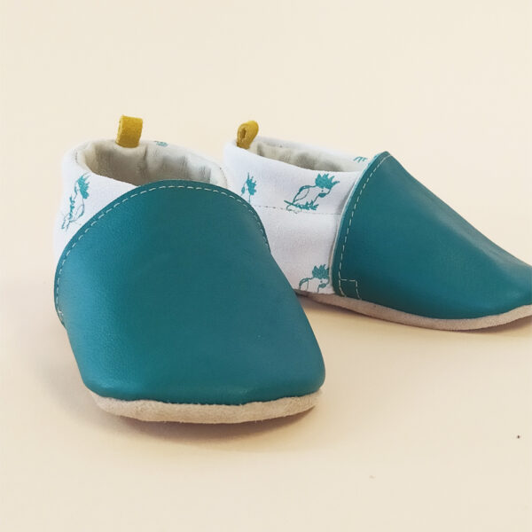 Chaussons bébé en cuir souple Aras Green