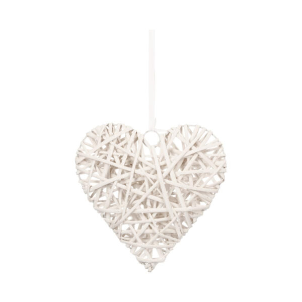 Destockage – Coeur décoration en osier D25 blanc