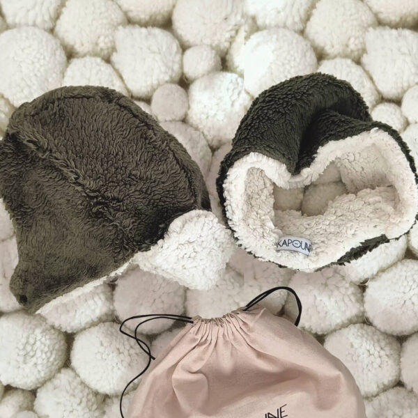 Coffret cadeau chapka et snood pour enfant kaki