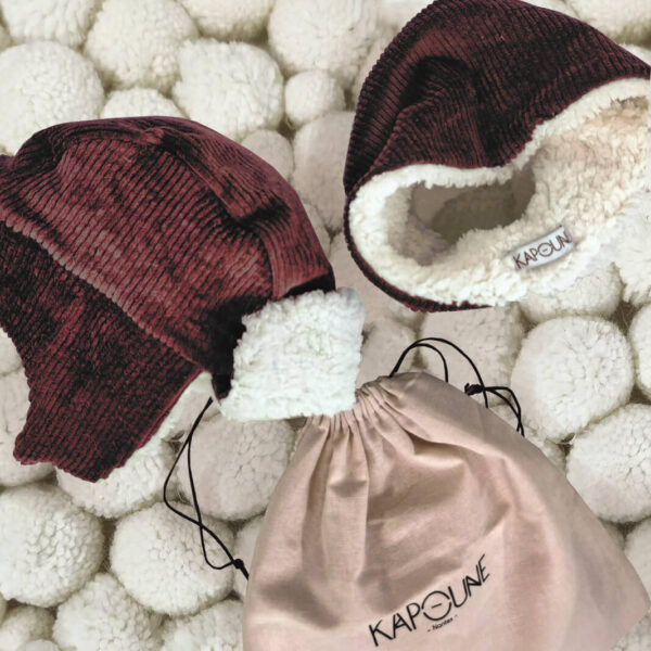 Coffret cadeau chapka et snood pour enfant cognac