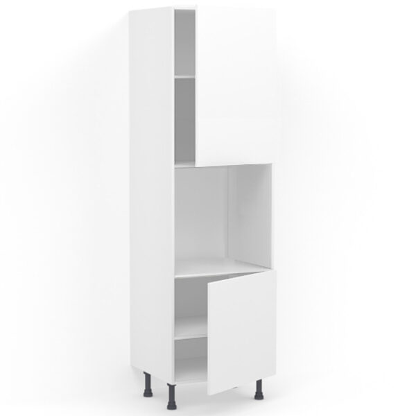 Colonne 2 portes + four L60 x H215 x P58 – Blanc mélaminé mat – meuble livré monté
