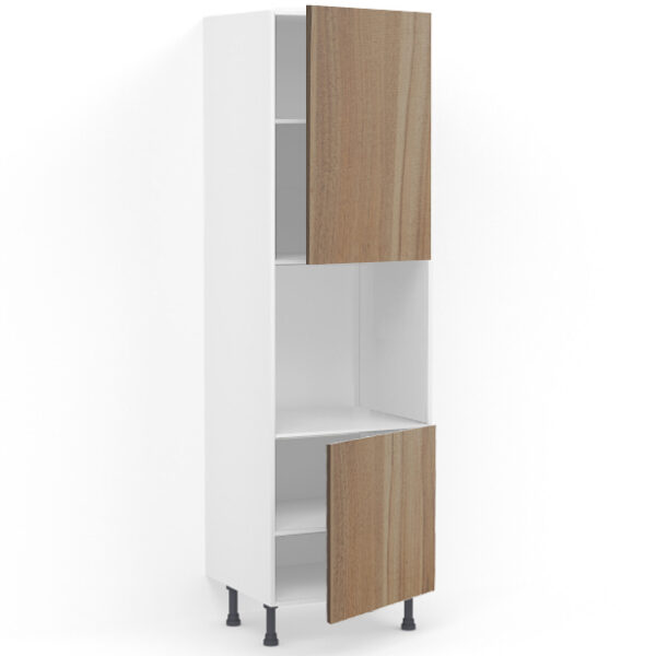 Colonne 2 portes + four L60 x H215 x P58 – Bois clair mélaminé – meuble livré monté