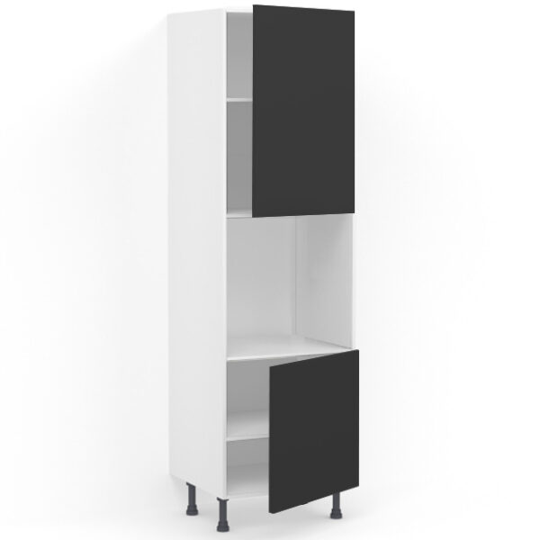 Colonne 2 portes + four L60 x H215 x P58 – Noir mélaminé mat – meuble livré monté